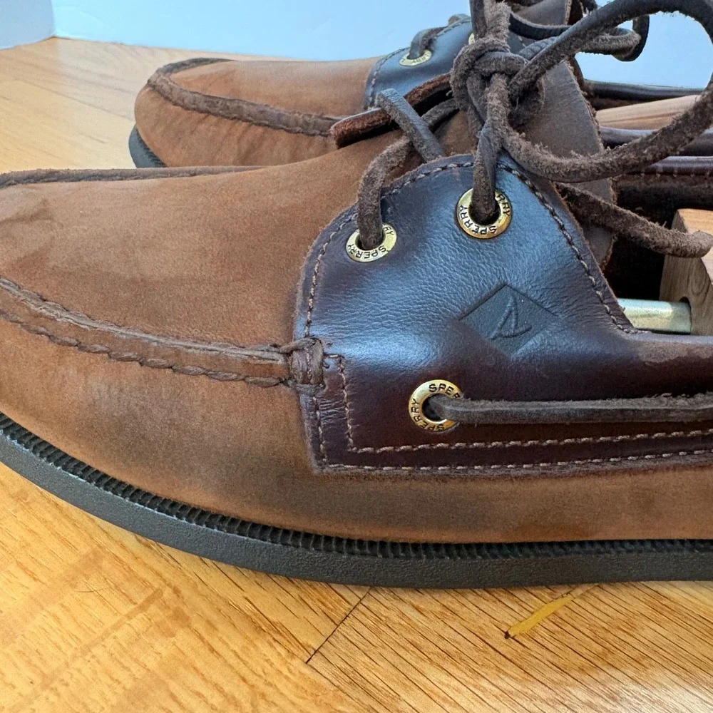 Sperry Top-Sider Authentic Original 2-Eye Brown Leather Boat Shoes Mens 12M